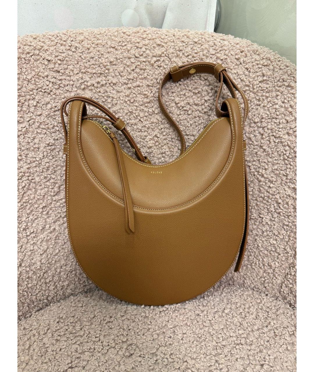 POLENE Коричневая кожаная сумка через плечо, фото 5