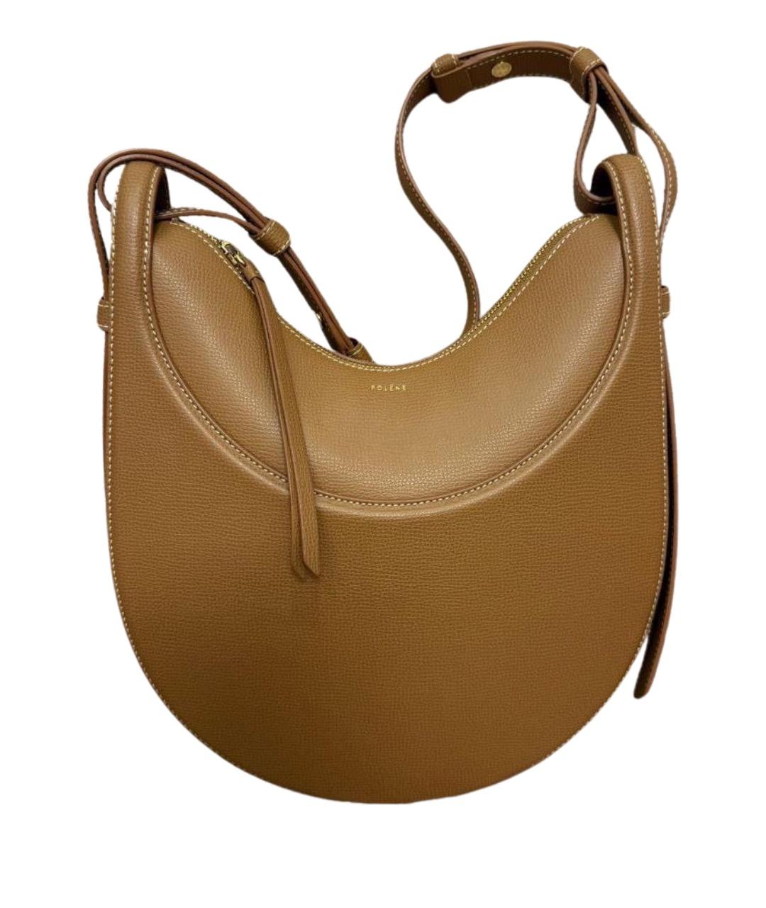 POLENE Коричневая кожаная сумка через плечо, фото 1