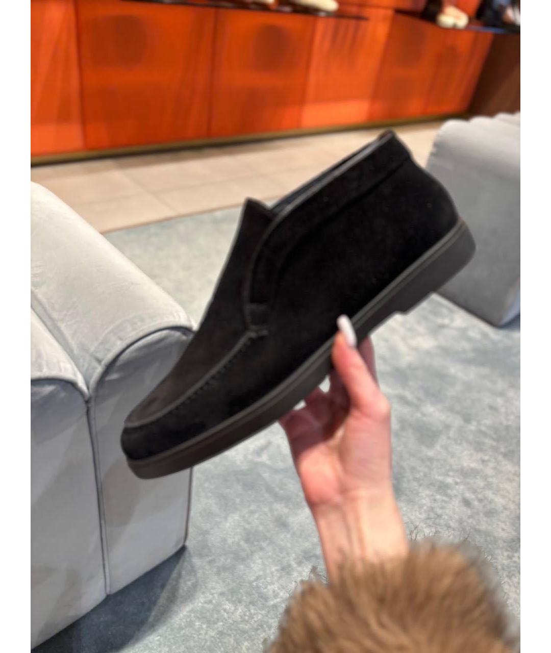 SANTONI Черные замшевые лоферы, фото 4