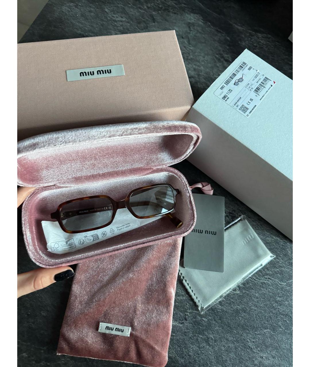 MIU MIU Коричневые пластиковые солнцезащитные очки, фото 3