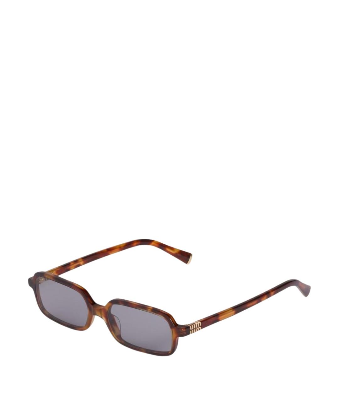MIU MIU Коричневые пластиковые солнцезащитные очки, фото 1