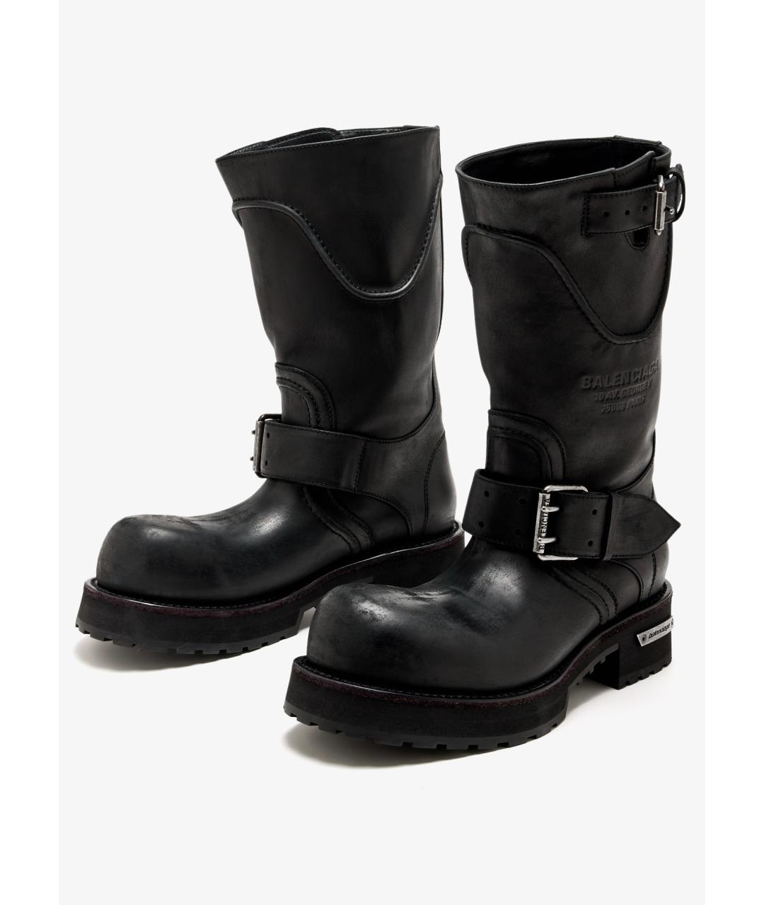 BALENCIAGA Черные кожаные сапоги, фото 5