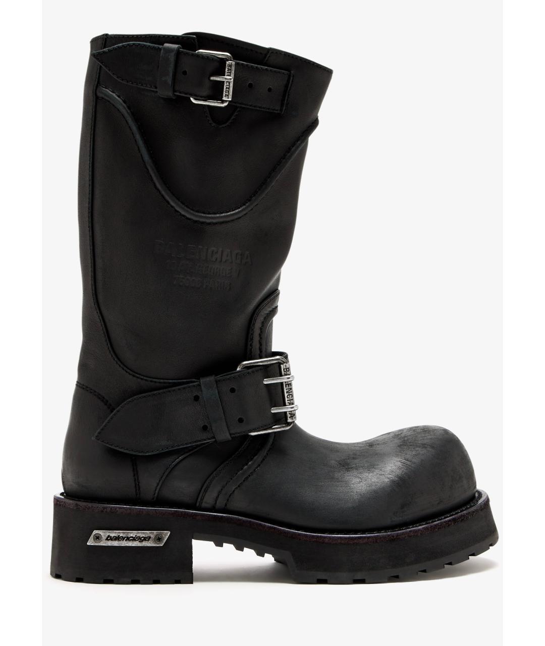 BALENCIAGA Черные кожаные сапоги, фото 4