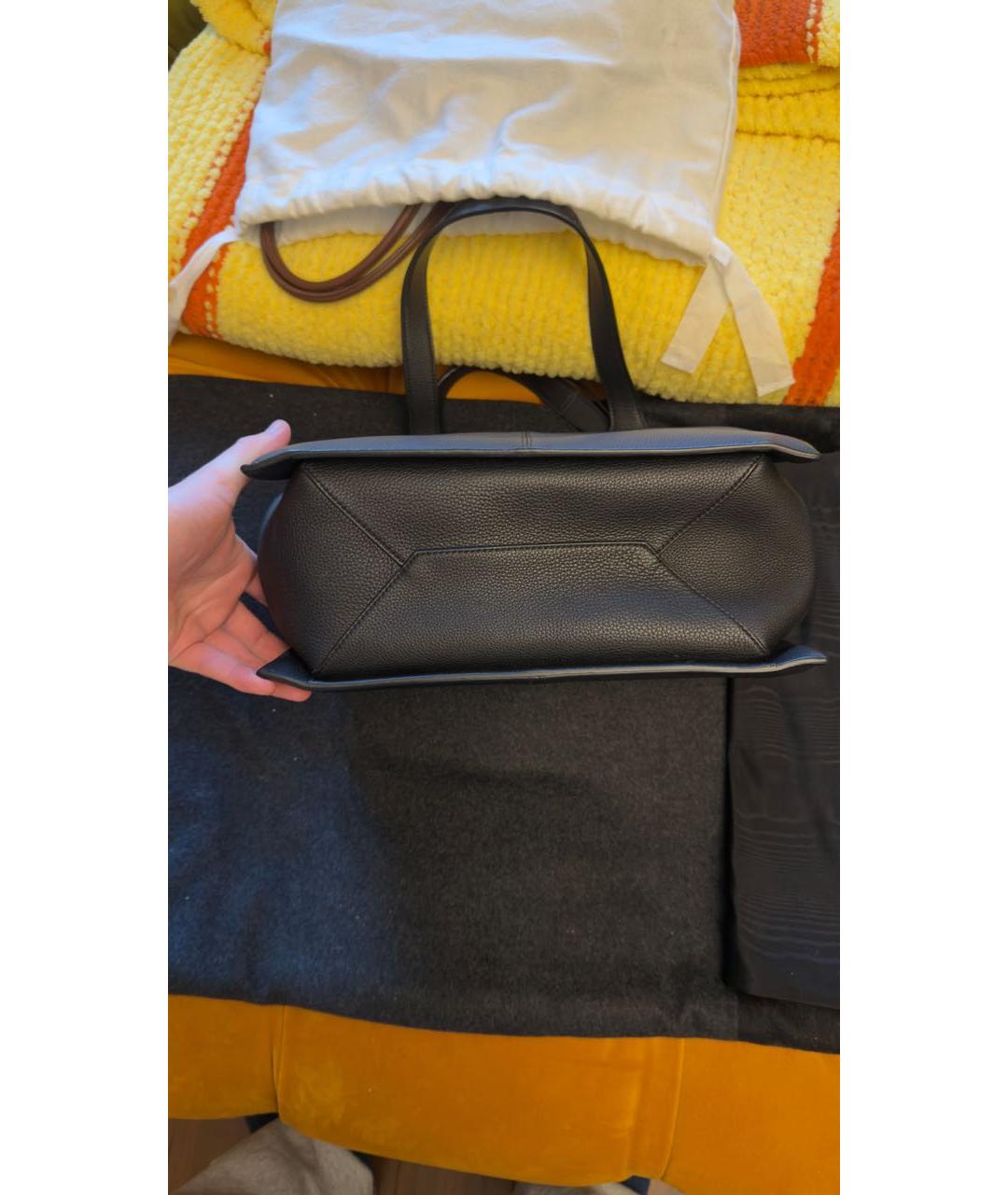 CELINE Черная кожаная сумка тоут, фото 3