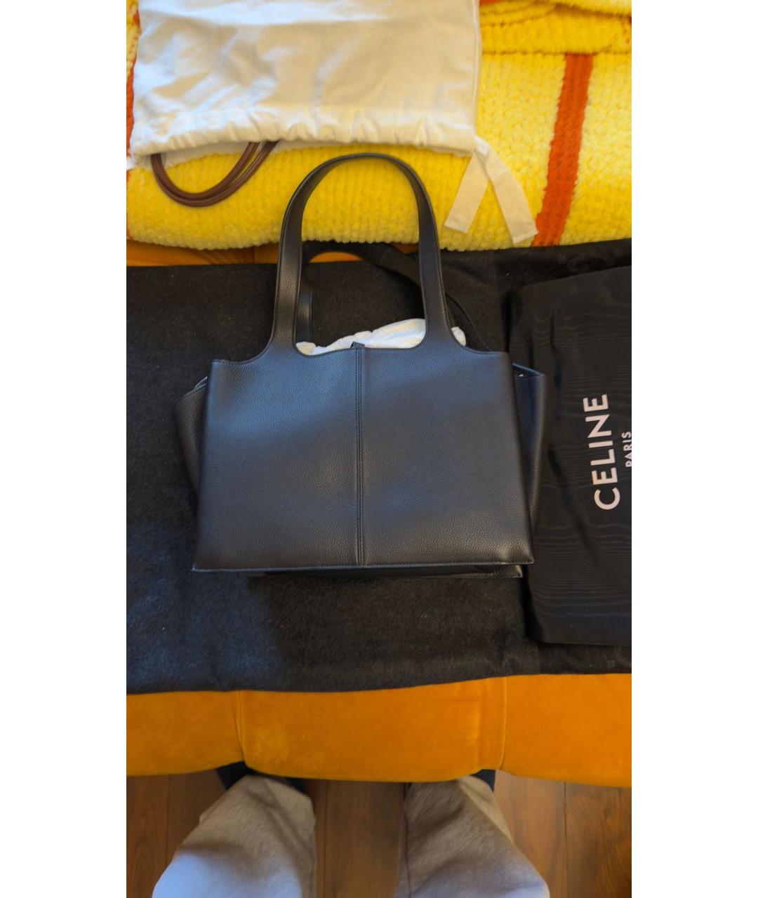 CELINE Черная кожаная сумка тоут, фото 2