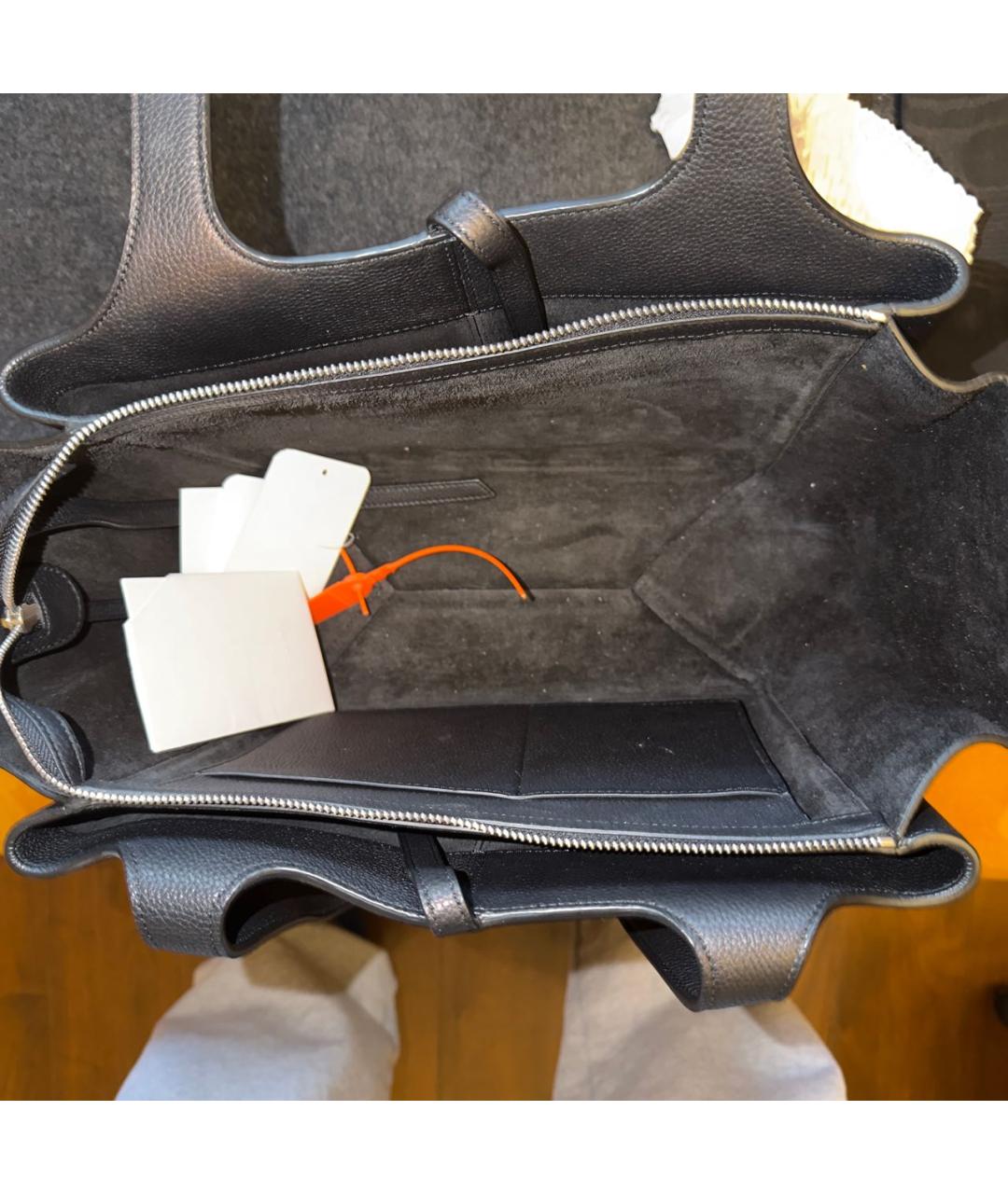 CELINE Черная кожаная сумка тоут, фото 4