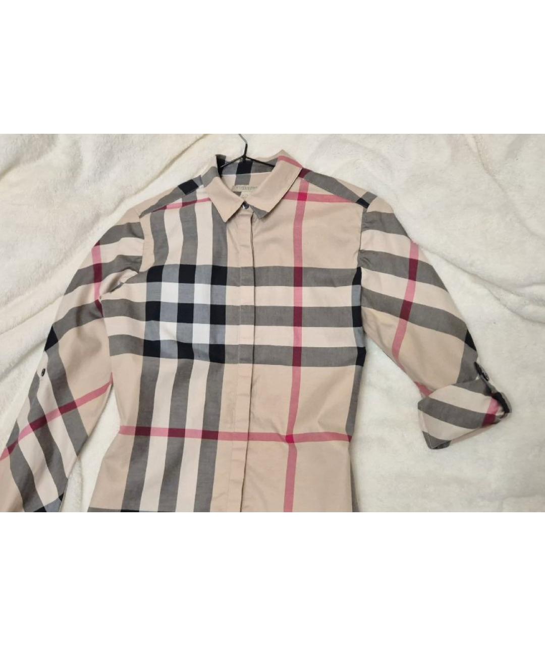 BURBERRY Бежевая хлопко-эластановая рубашка, фото 7