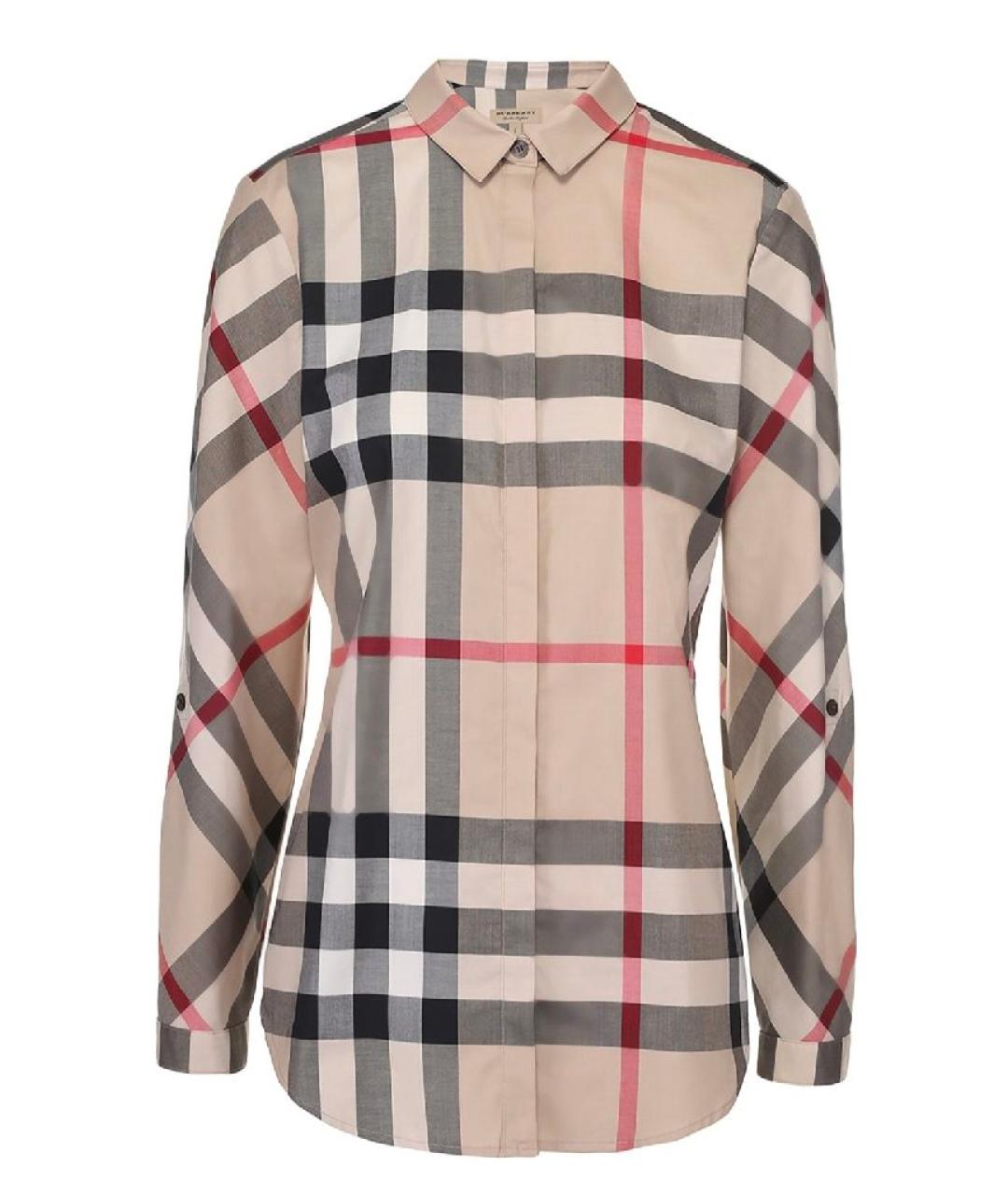 BURBERRY Бежевая хлопко-эластановая рубашка, фото 1