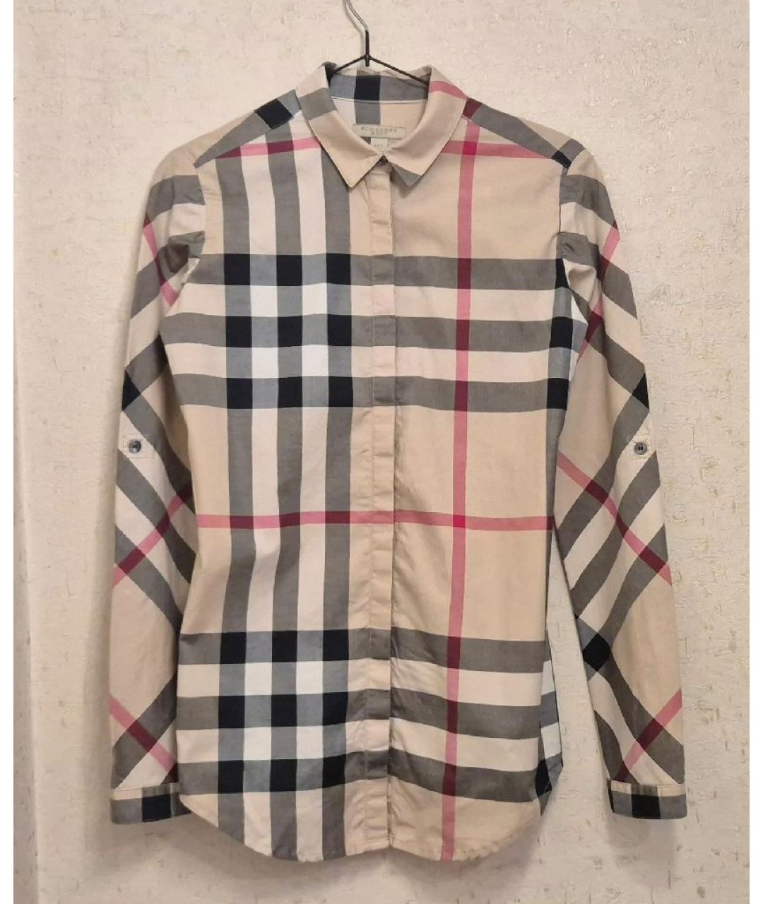 BURBERRY Бежевая хлопко-эластановая рубашка, фото 5