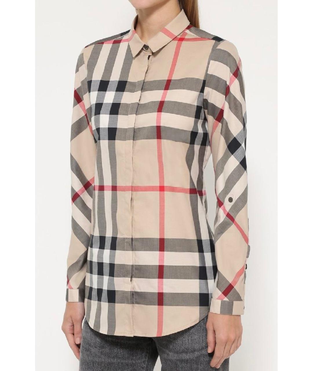 BURBERRY Бежевая хлопко-эластановая рубашка, фото 9