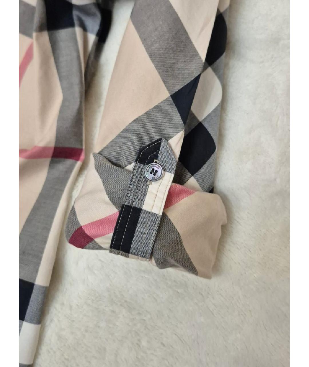 BURBERRY Бежевая хлопко-эластановая рубашка, фото 4