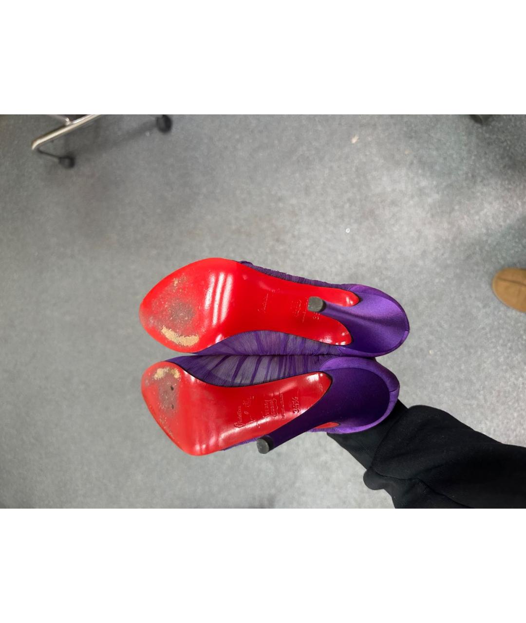 CHRISTIAN LOUBOUTIN Фиолетовые текстильные туфли, фото 3