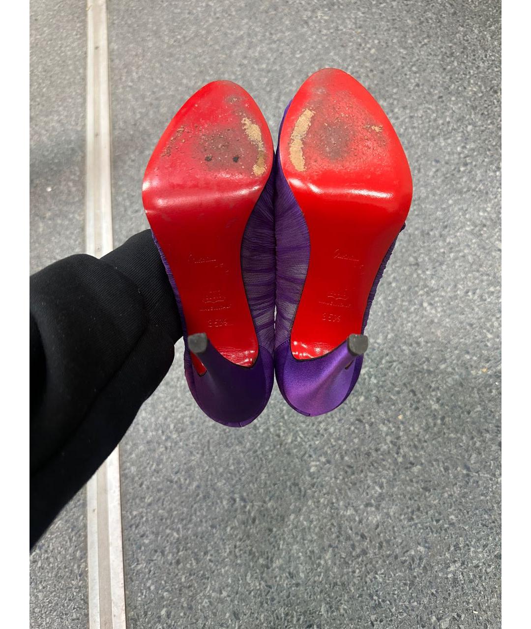 CHRISTIAN LOUBOUTIN Фиолетовые текстильные туфли, фото 4