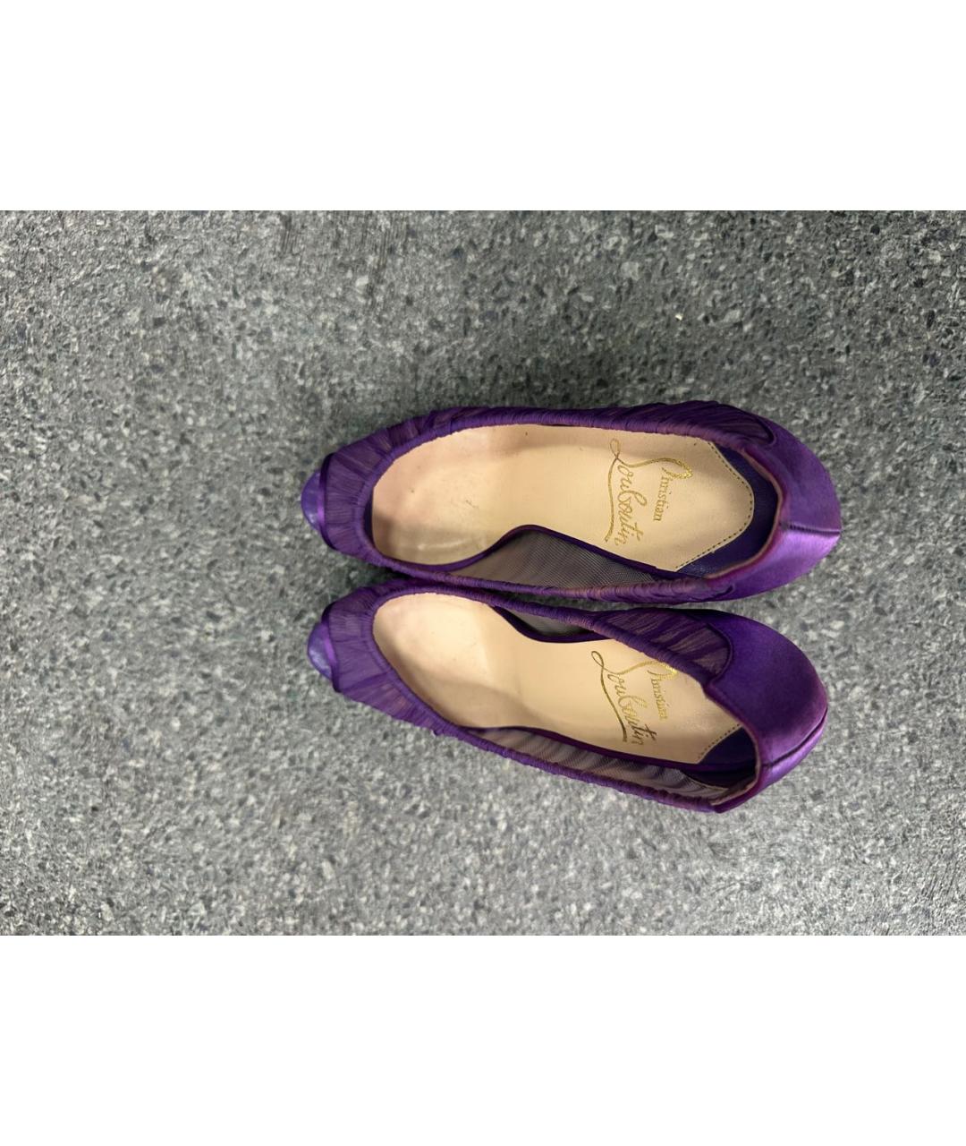 CHRISTIAN LOUBOUTIN Фиолетовые текстильные туфли, фото 2
