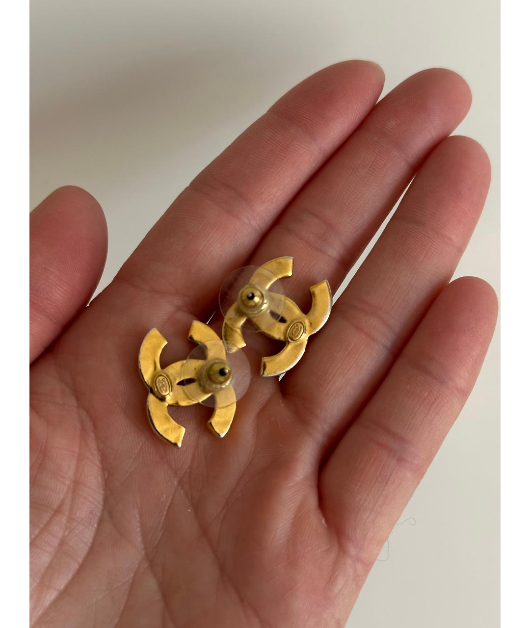 CHANEL Розовые металлические серьги, фото 2