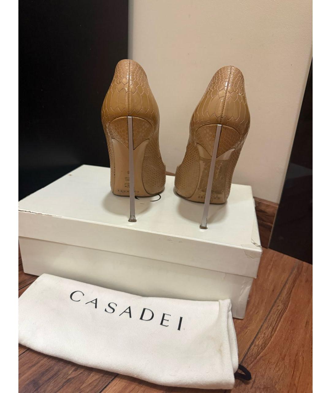 CASADEI Бежевые кожаные туфли, фото 7