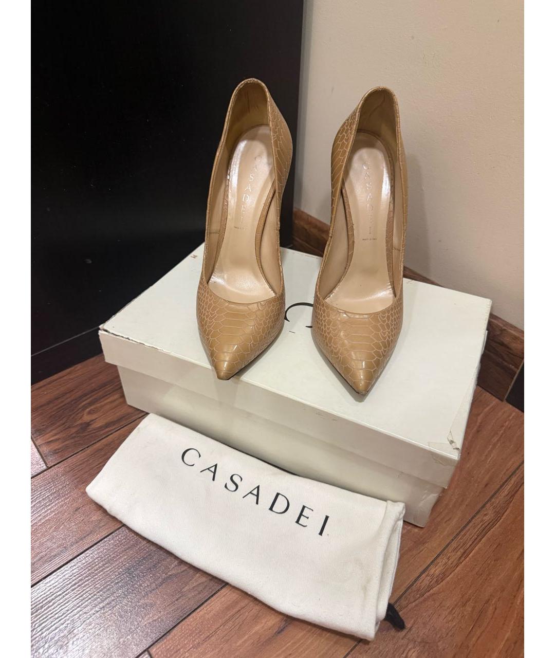 CASADEI Бежевые кожаные туфли, фото 4