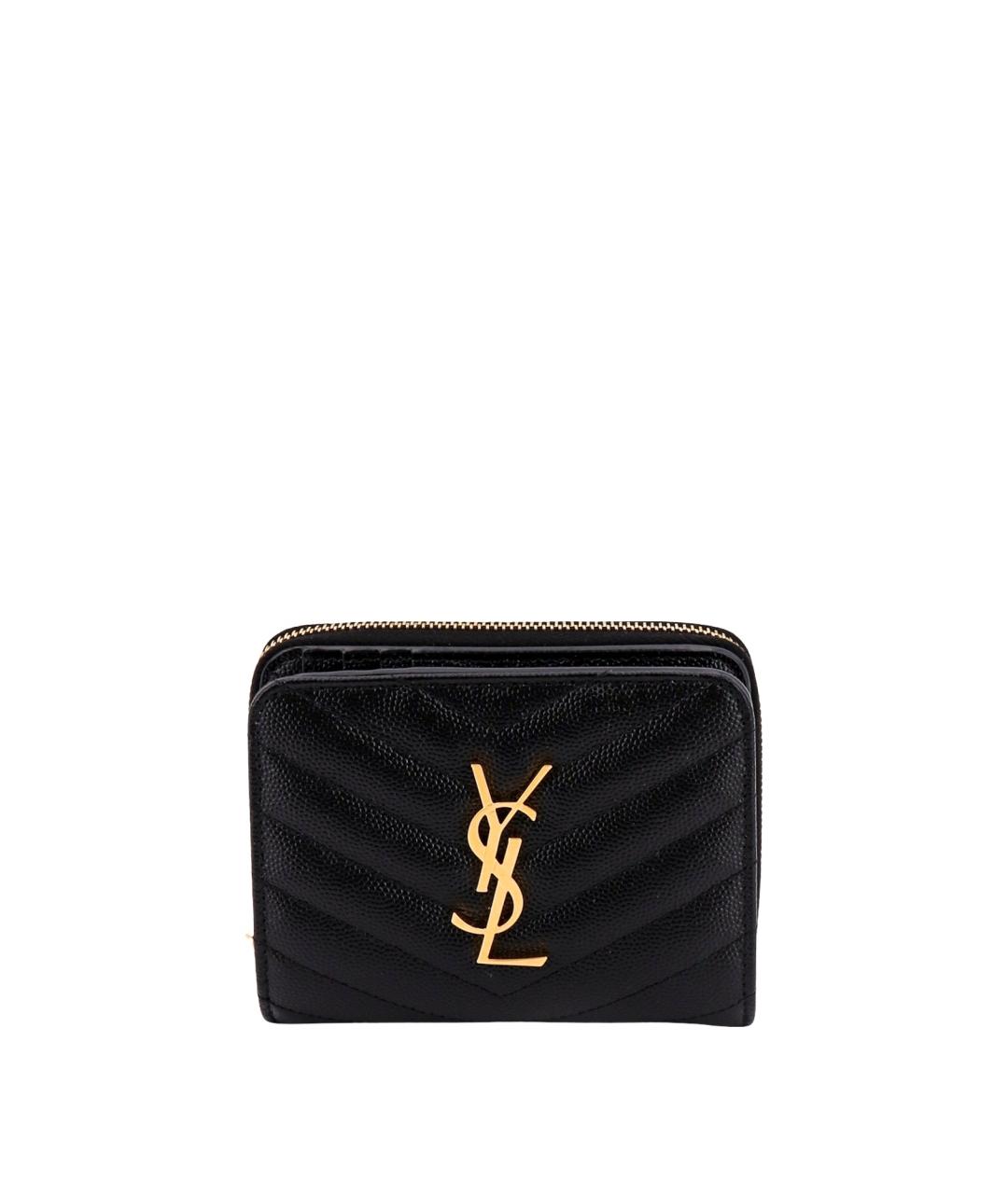 SAINT LAURENT Черный кожаный кошелек, фото 1