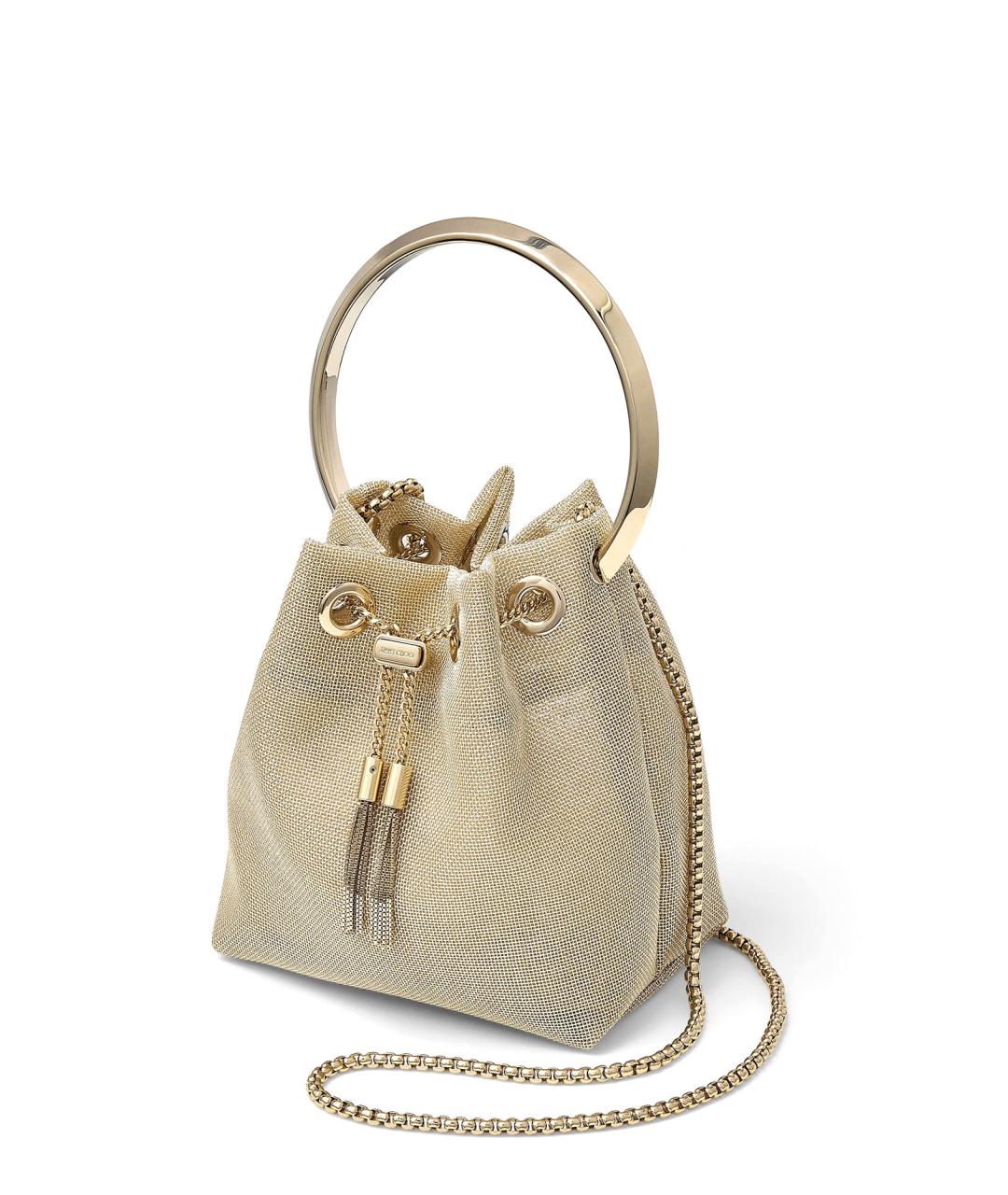 JIMMY CHOO Золотая тканевая сумка тоут, фото 2