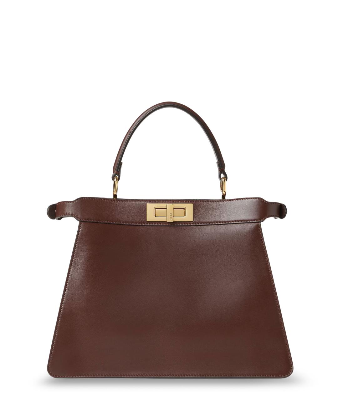 FENDI Коричневая кожаная сумка тоут, фото 1