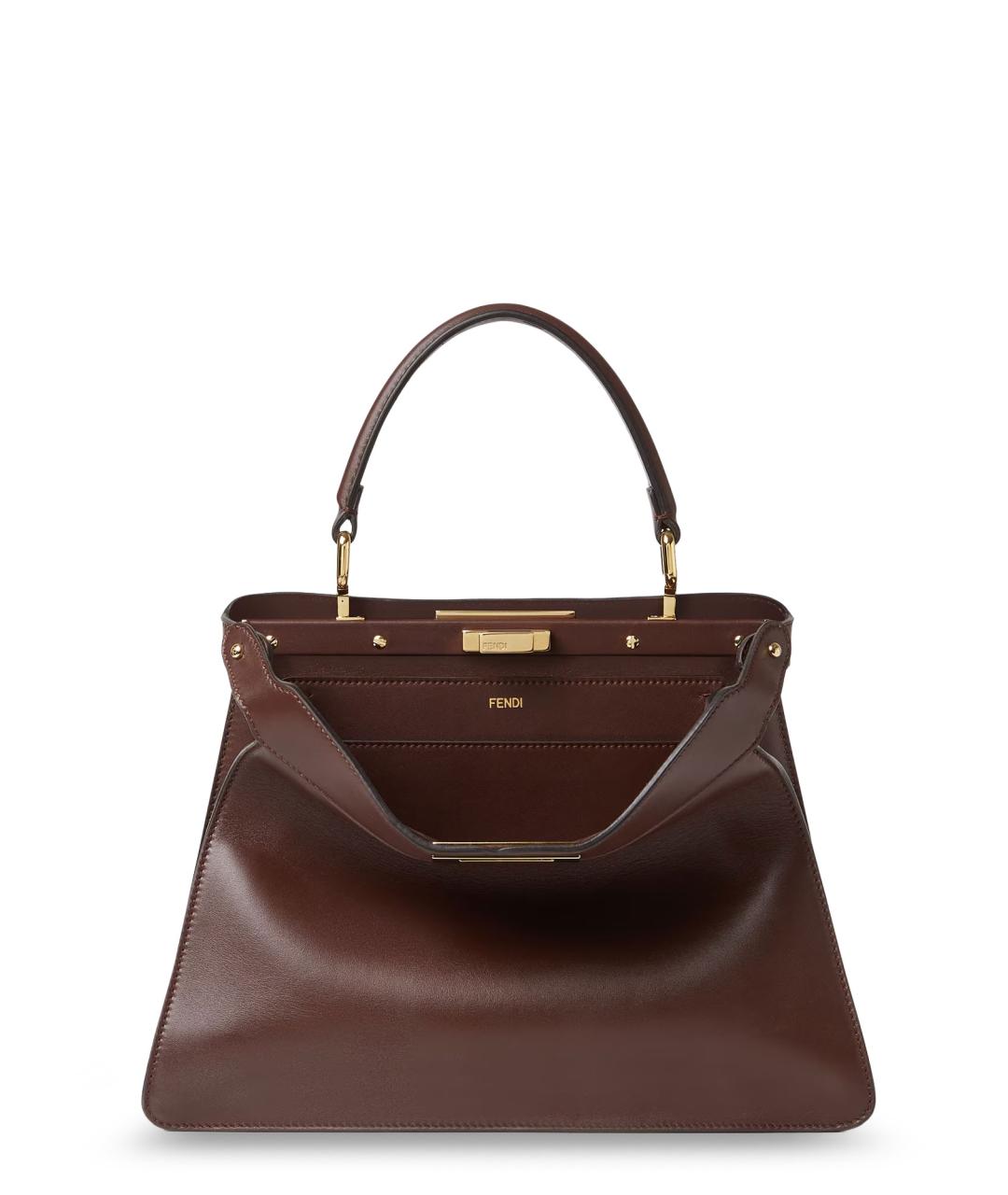 FENDI Коричневая кожаная сумка тоут, фото 2