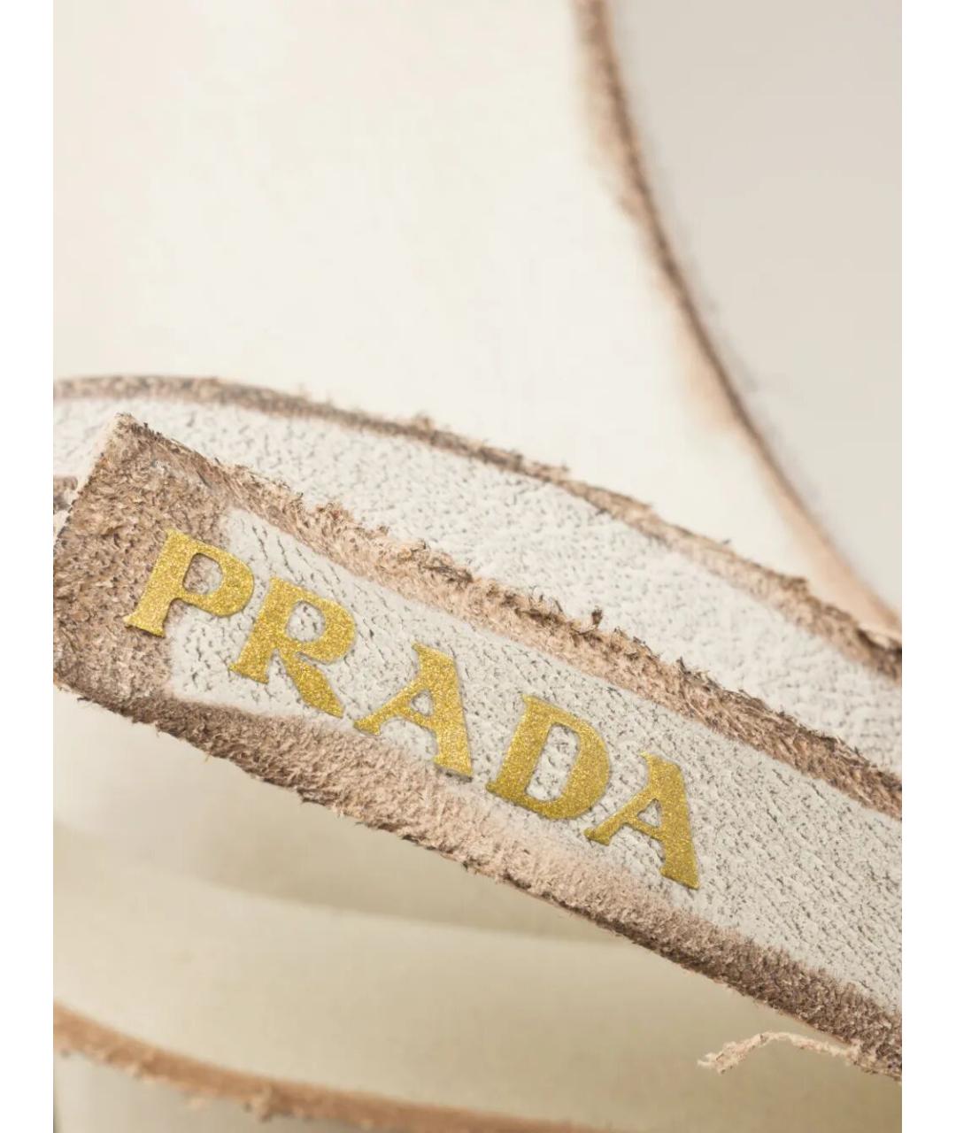 PRADA Бежевые кожаные туфли, фото 5