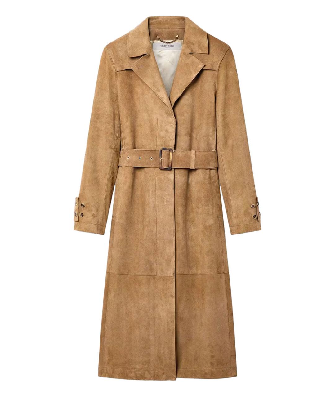 GOLDEN GOOSE DELUXE BRAND Бежевый замшевый тренч/плащ, фото 1
