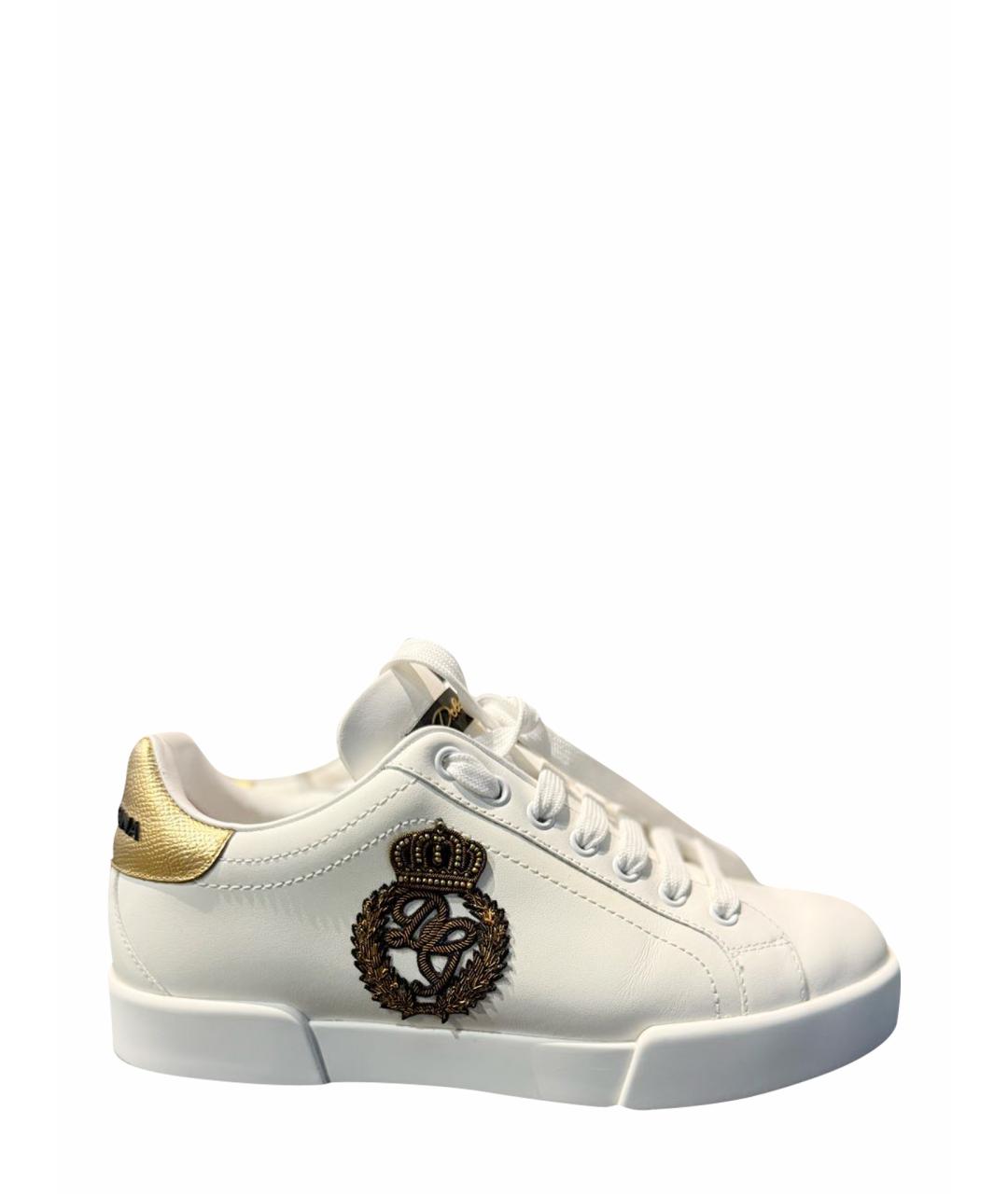 DOLCE&GABBANA Белые кожаные низкие кроссовки / кеды, фото 1