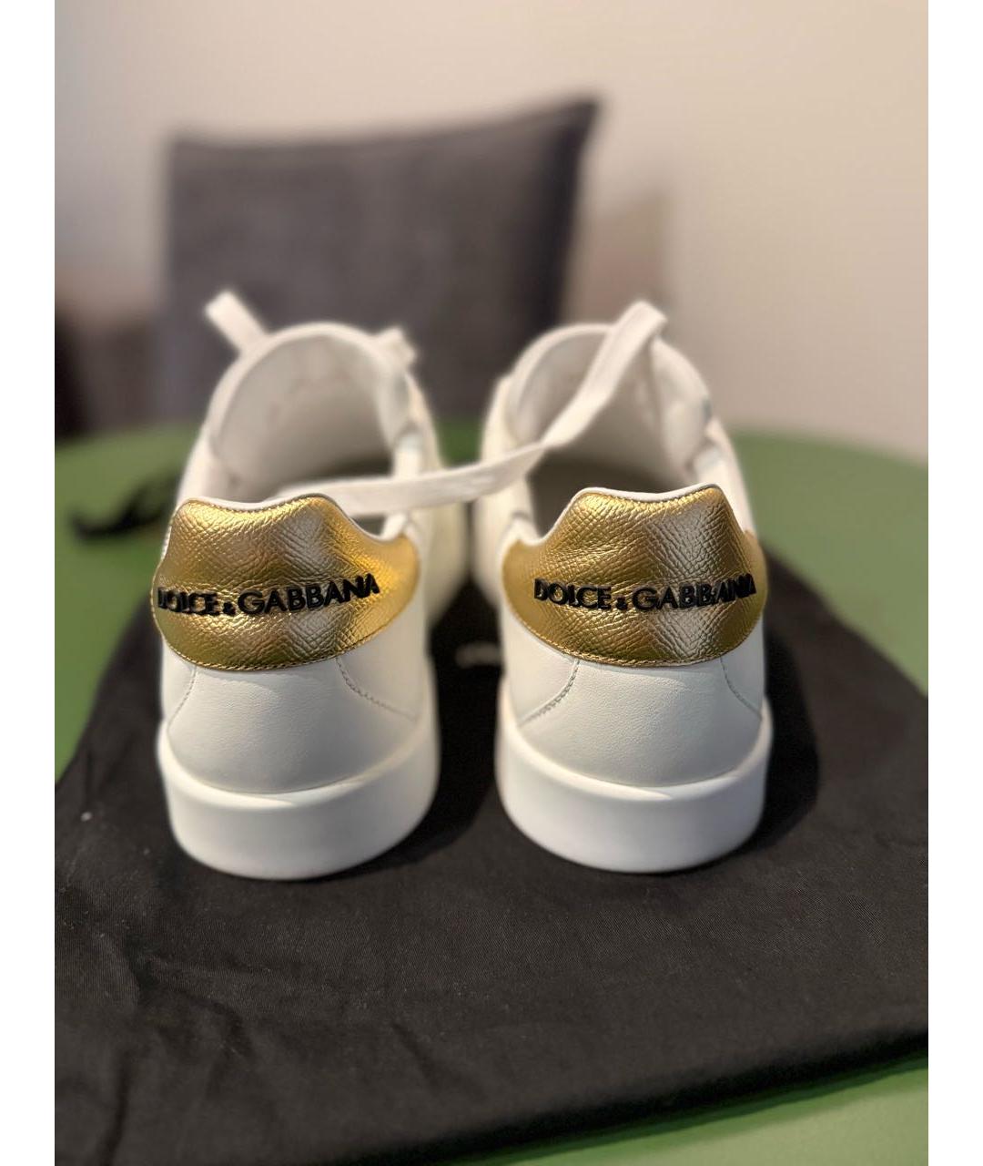 DOLCE&GABBANA Белые кожаные низкие кроссовки / кеды, фото 4