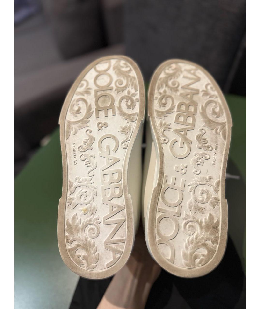 DOLCE&GABBANA Белые кожаные низкие кроссовки / кеды, фото 6