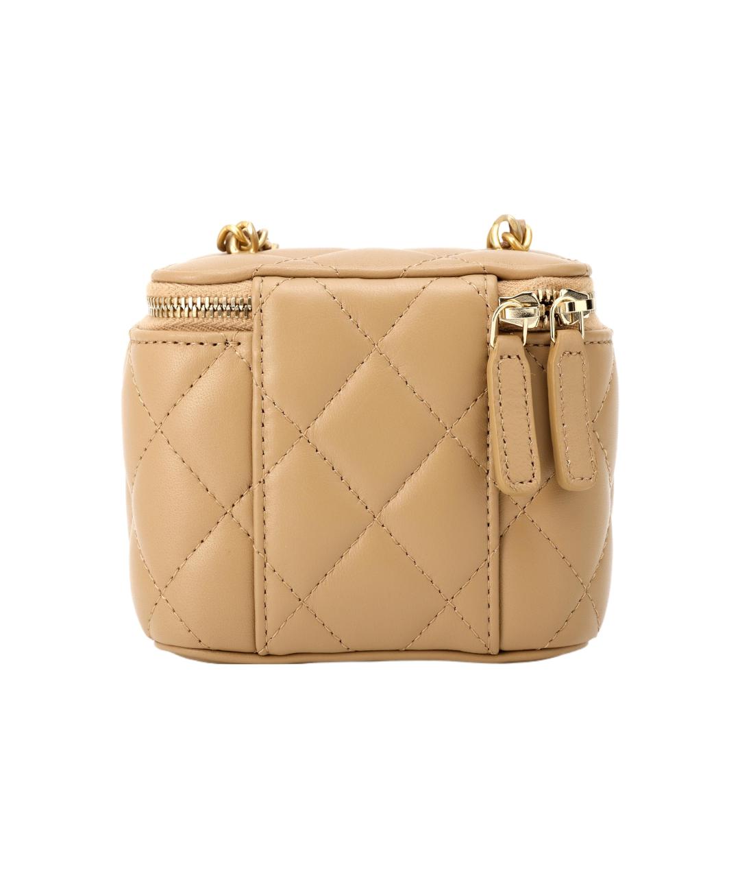 CHANEL Бежевая кожаная сумка через плечо, фото 3