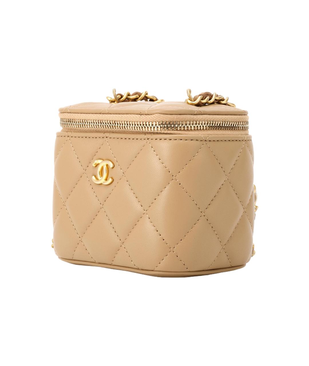CHANEL Бежевая кожаная сумка через плечо, фото 2
