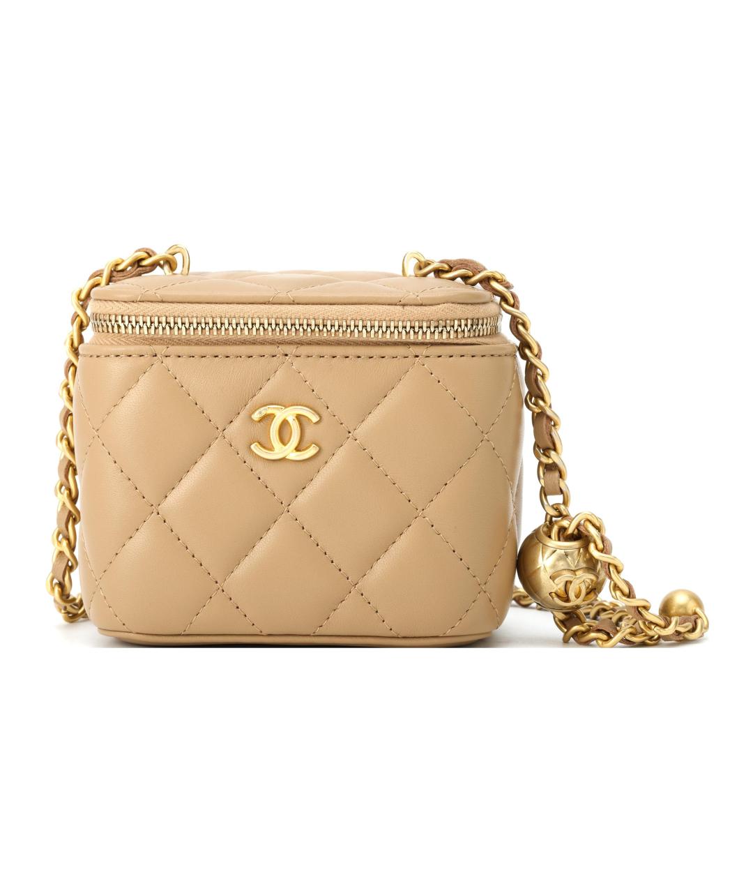 CHANEL Бежевая кожаная сумка через плечо, фото 6
