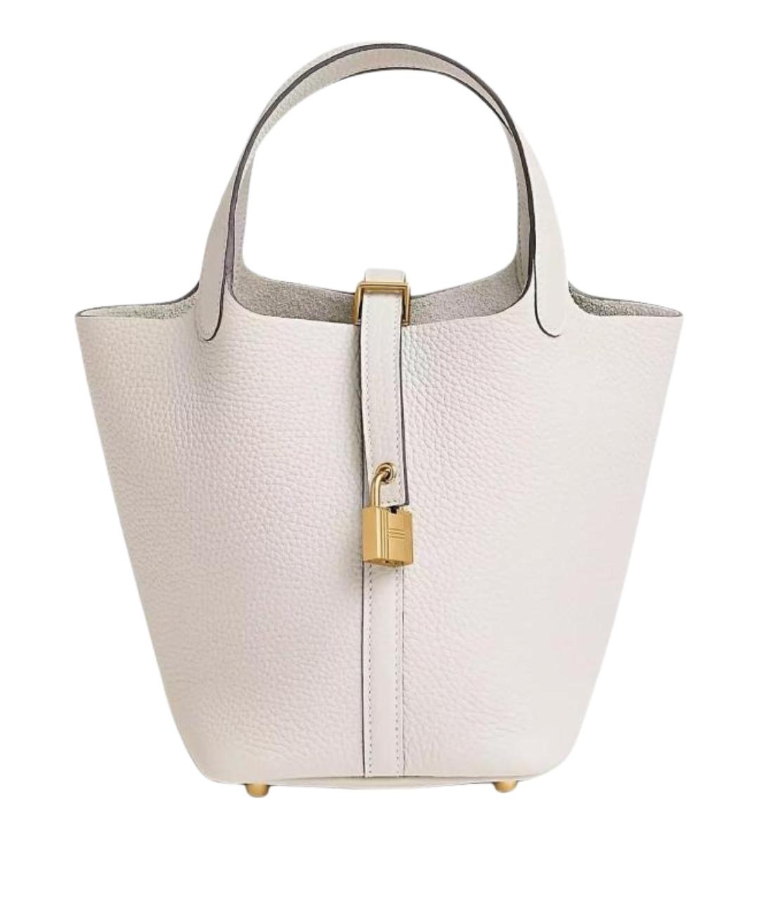 HERMES Белая кожаная сумка через плечо, фото 1