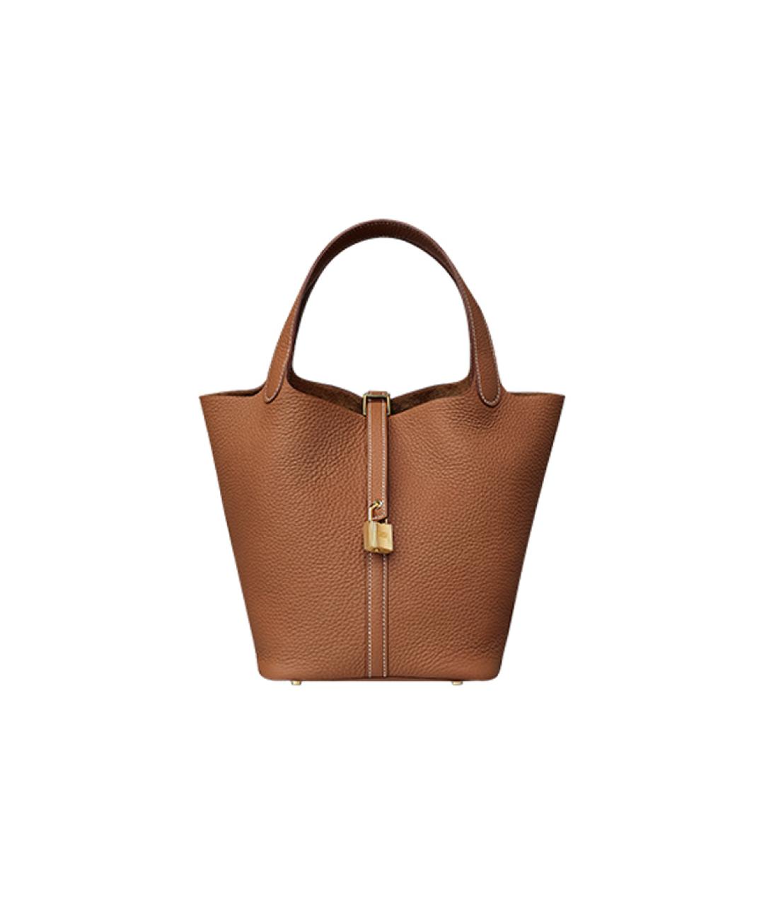 HERMES Коричневая кожаная сумка через плечо, фото 6