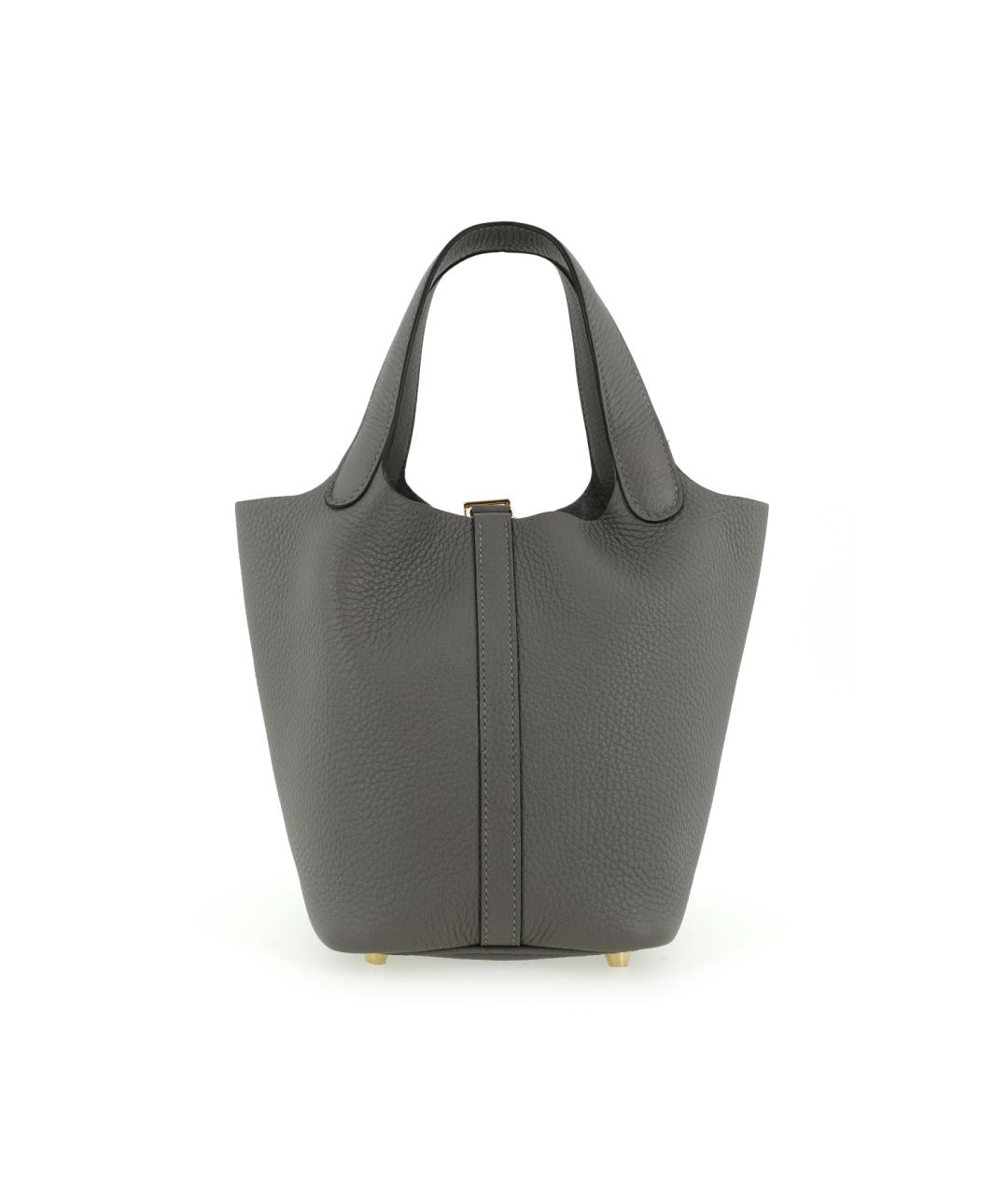 HERMES Серая кожаная сумка через плечо, фото 3