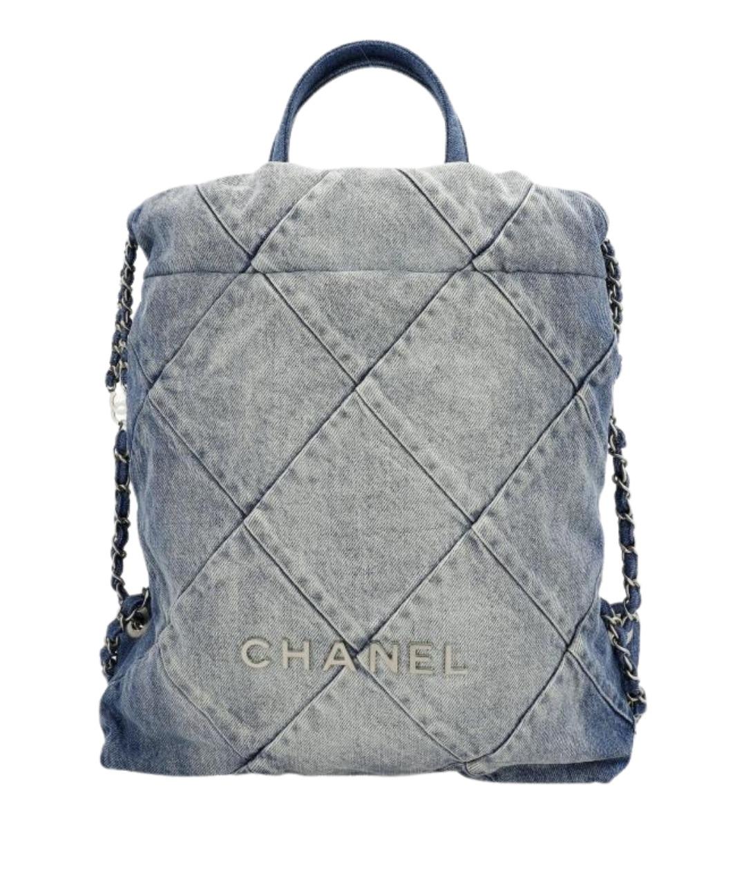 CHANEL Синий деним рюкзак, фото 1