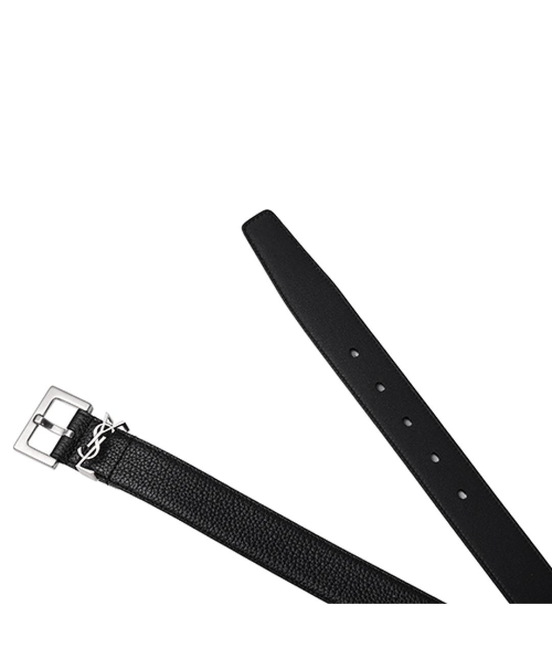 SAINT LAURENT Черный кожаный ремень, фото 4