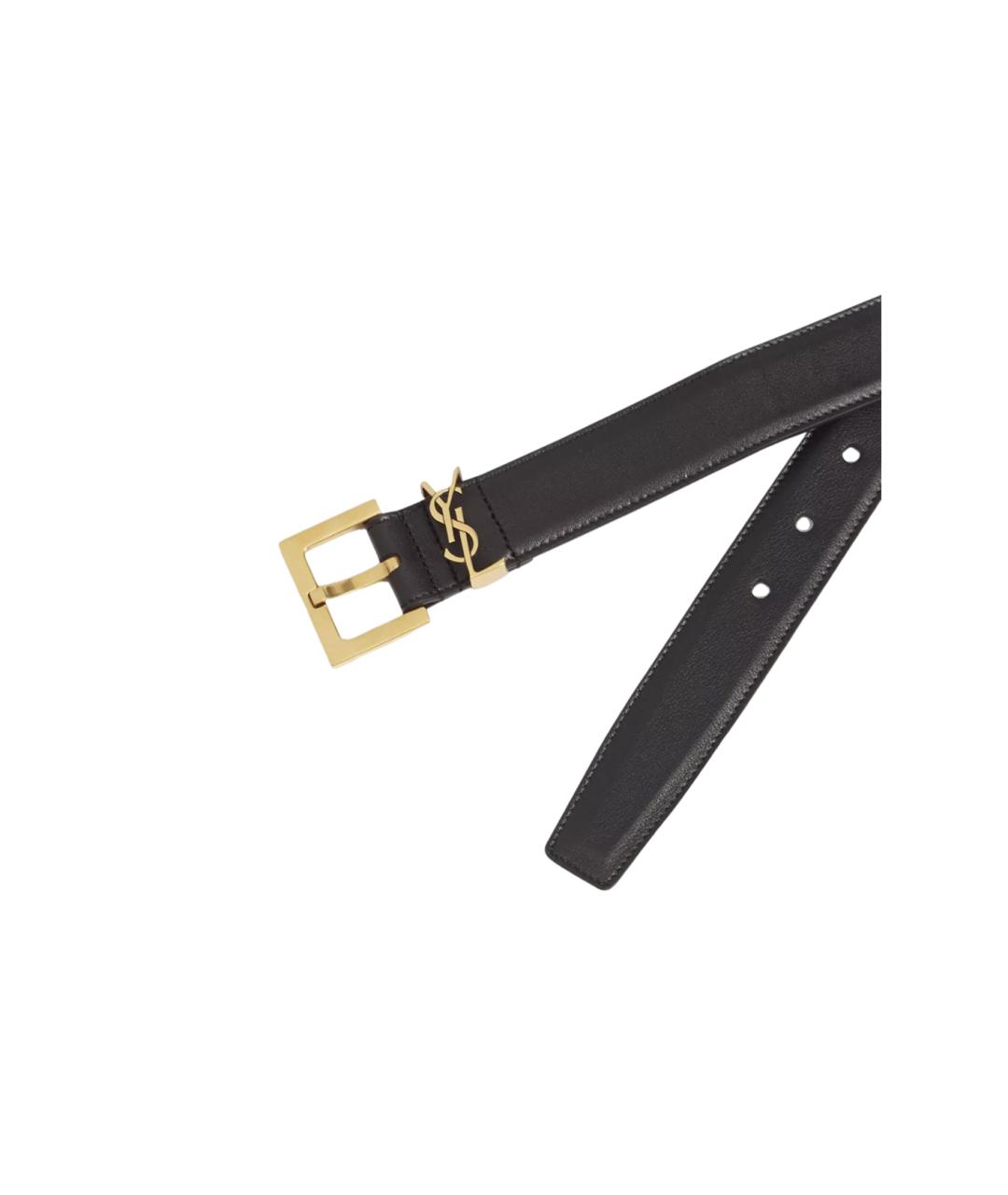 SAINT LAURENT Черный кожаный ремень, фото 4