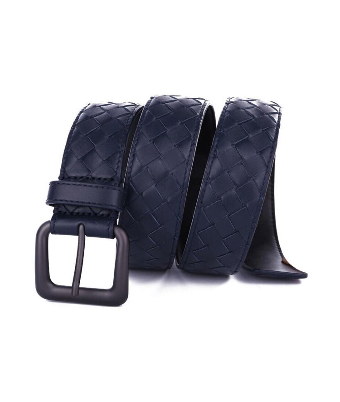 BOTTEGA VENETA Темно-синий кожаный ремень, фото 3