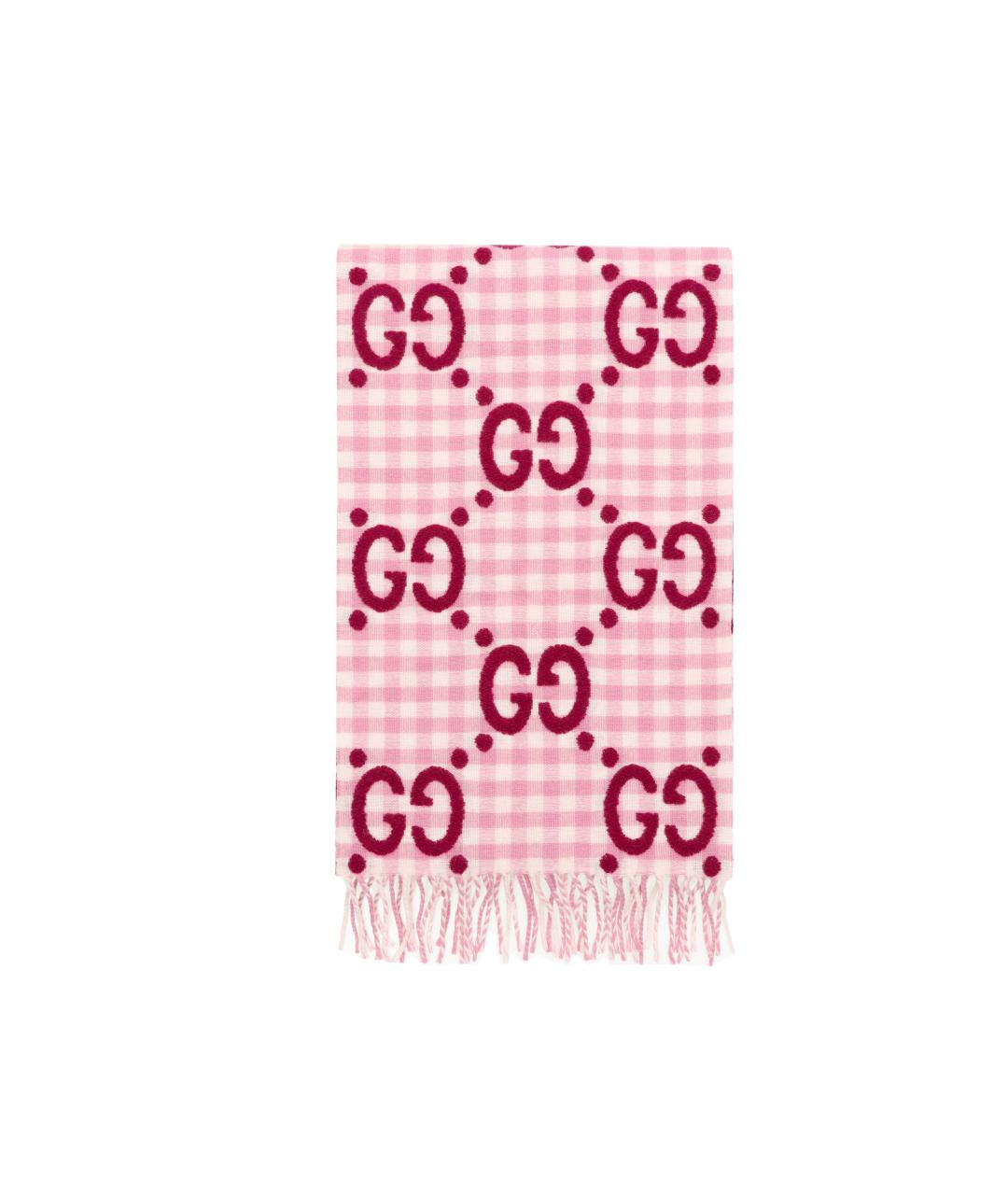GUCCI Розовый шерстяной шарф, фото 4