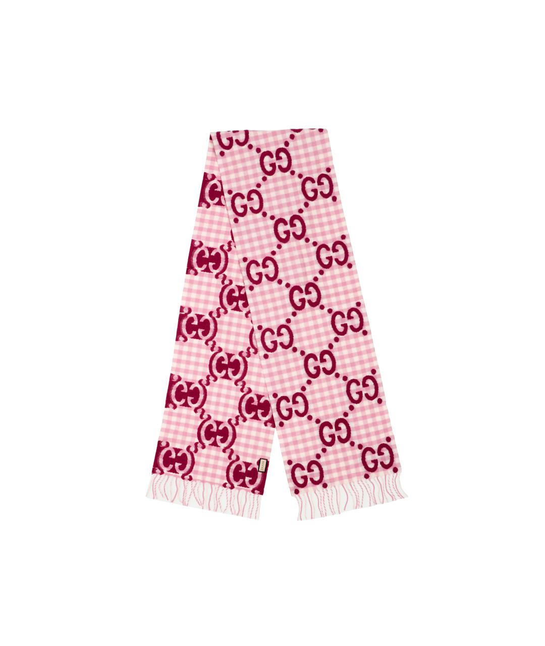GUCCI Розовый шерстяной шарф, фото 3