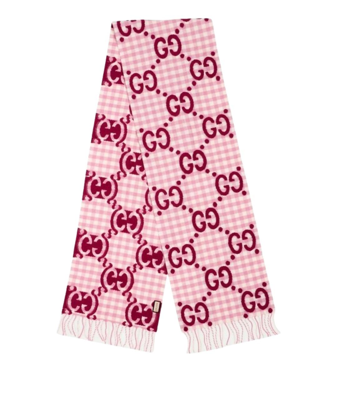 GUCCI Розовый шерстяной шарф, фото 1