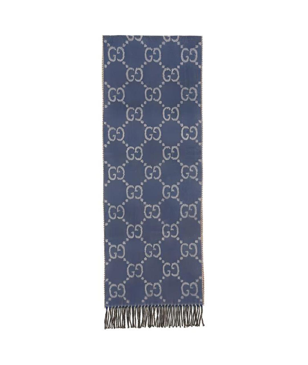 GUCCI Синий шерстяной шарф, фото 1
