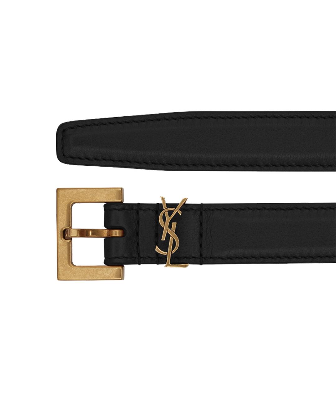 SAINT LAURENT Черный кожаный ремень, фото 2
