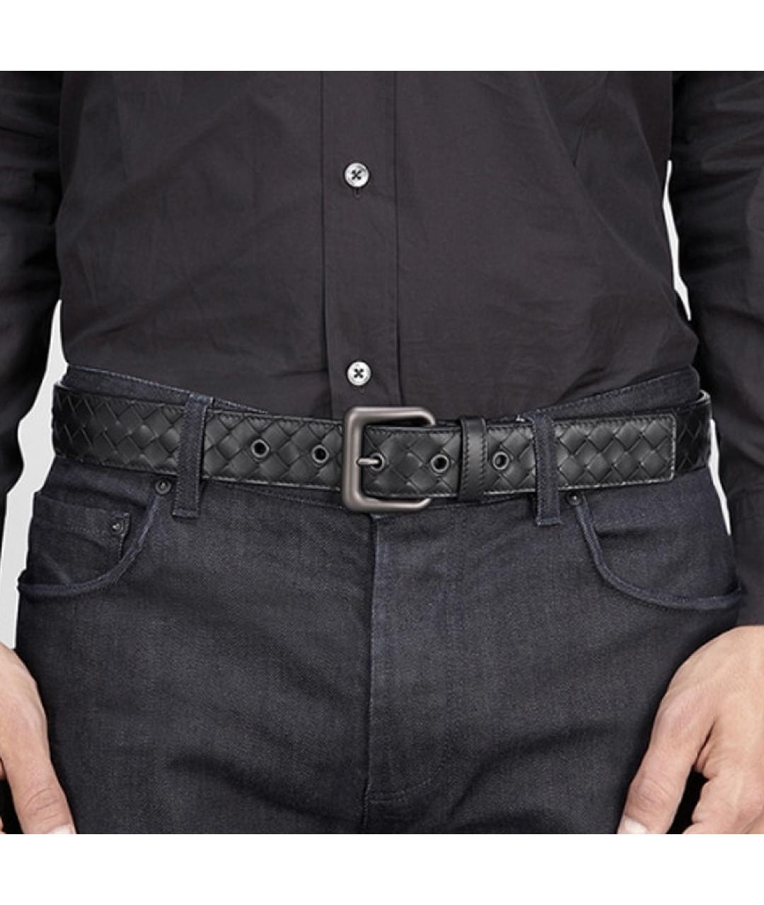 BOTTEGA VENETA Черный кожаный ремень, фото 5