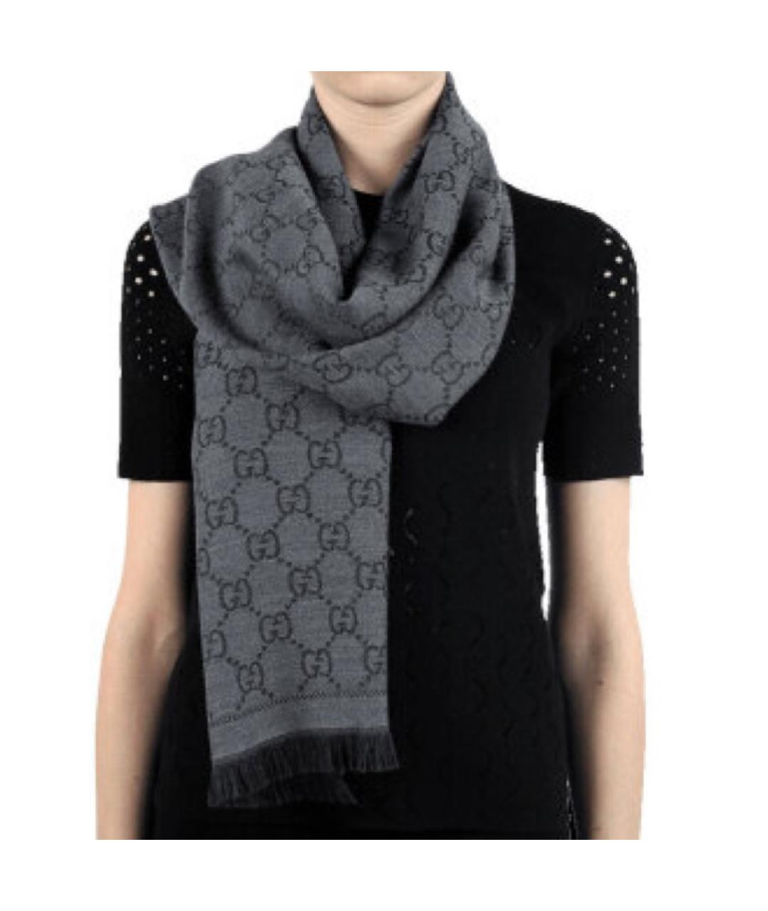 GUCCI Антрацитовый шарф, фото 4