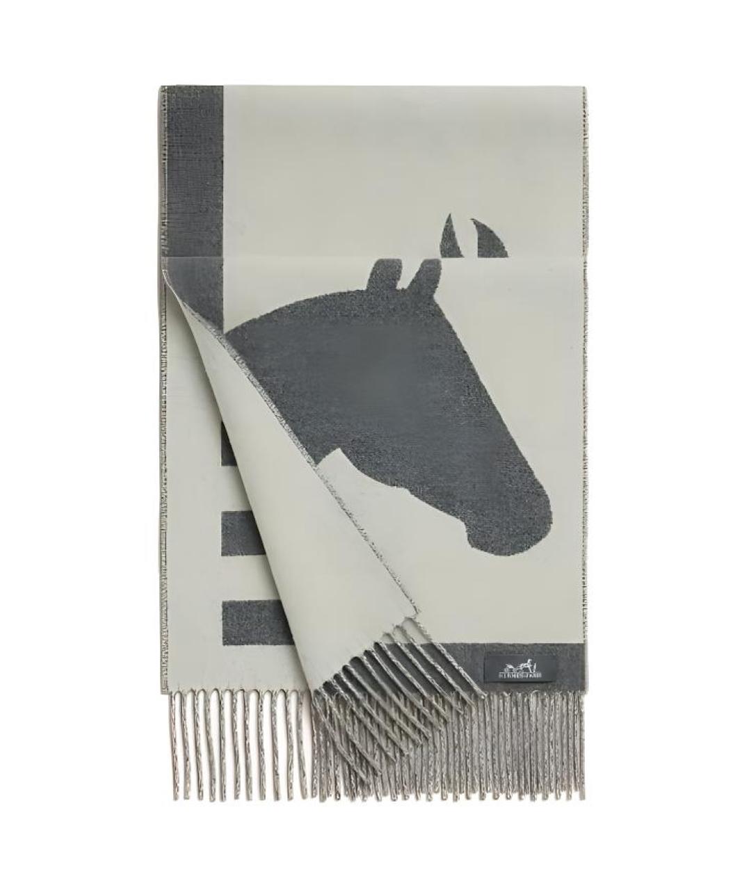 HERMES Серый кашемировый шарф, фото 1