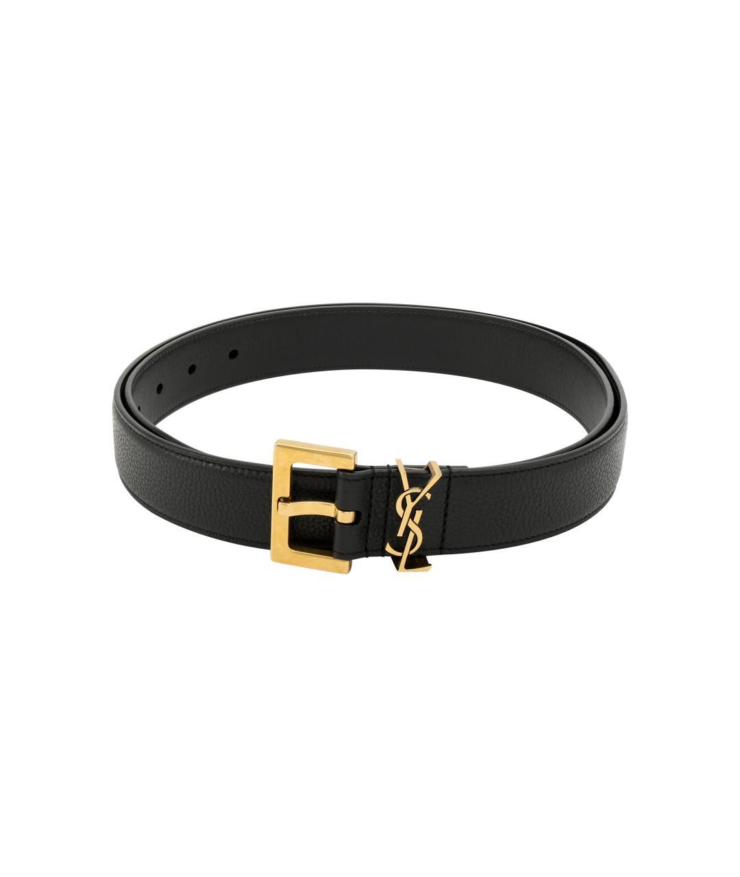 SAINT LAURENT Черный кожаный ремень, фото 3