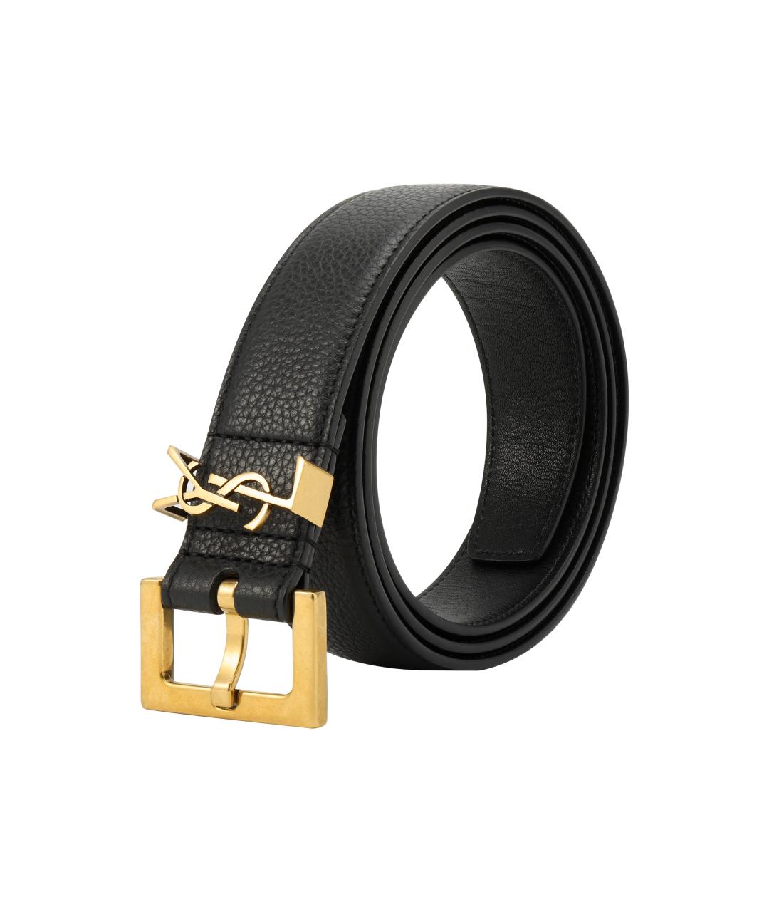 SAINT LAURENT Черный кожаный ремень, фото 2